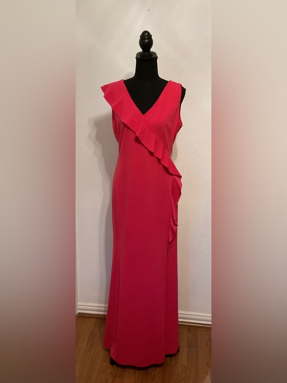 Karl Lagerfeld Red Sleeveless Ruffle Maxi Dress